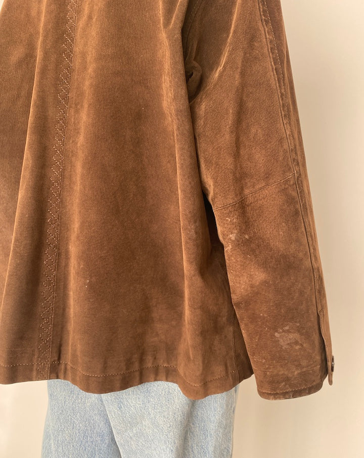 VINTAGE DARK BROWN SUEDE LEATHER JACKET 2438