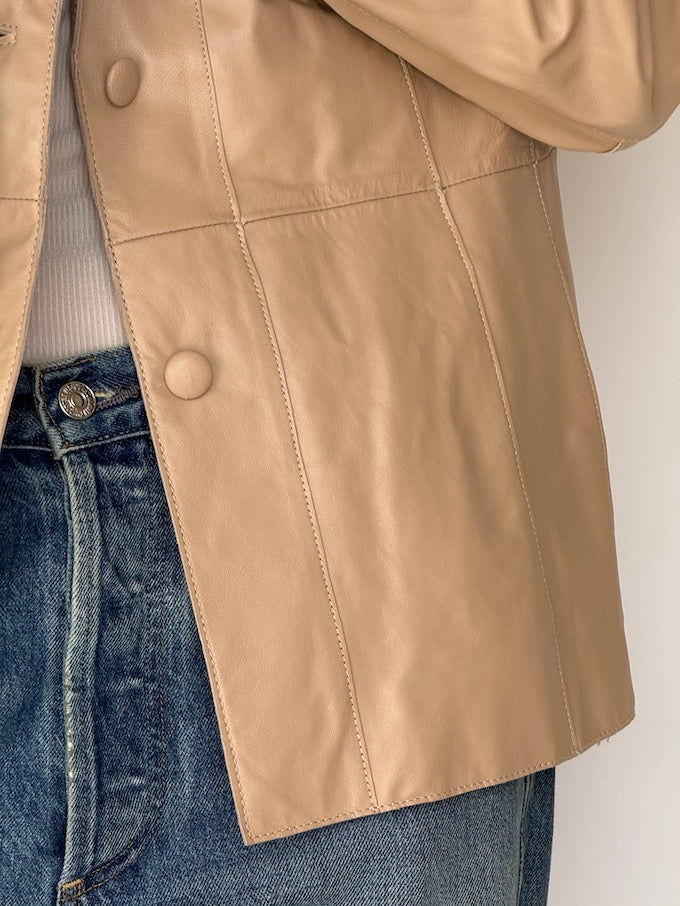 Vintage Leather Jacket Beige 6154