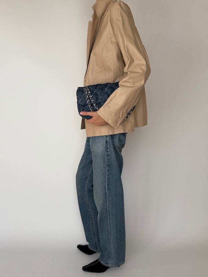 Vintage Leather Jacket Beige 6154