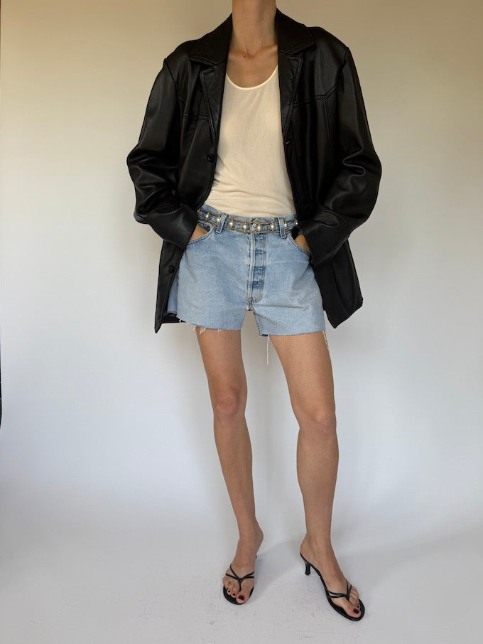 Vintage Leather Jacket black 6343
