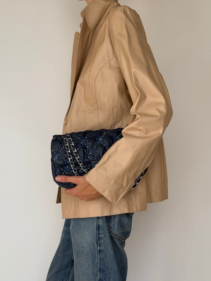 Vintage Leather Jacket Beige 6154