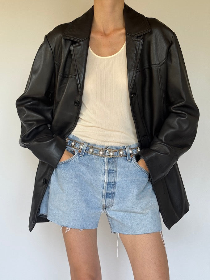 Vintage Leather Jacket black 6343