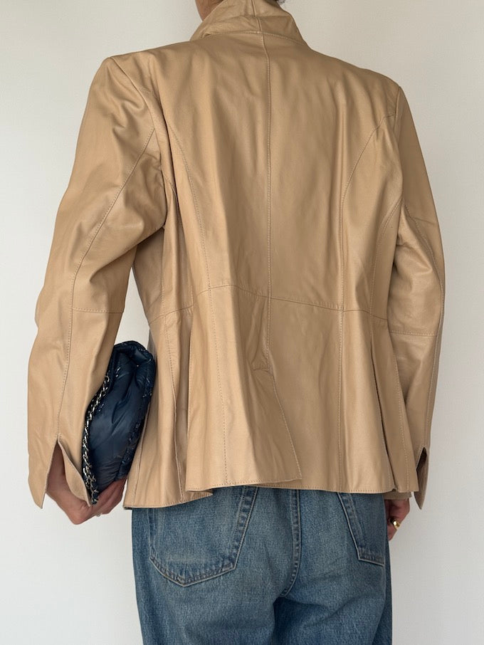 Vintage Leather Jacket Beige 6154