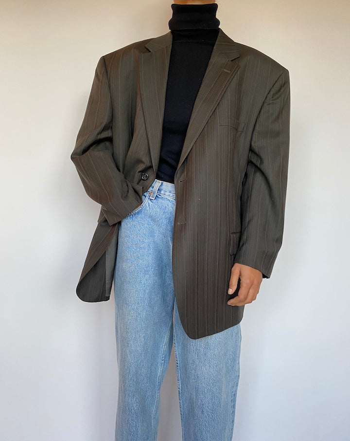VINTAGE OVERSIZED STRIPED BLAZER 1651
