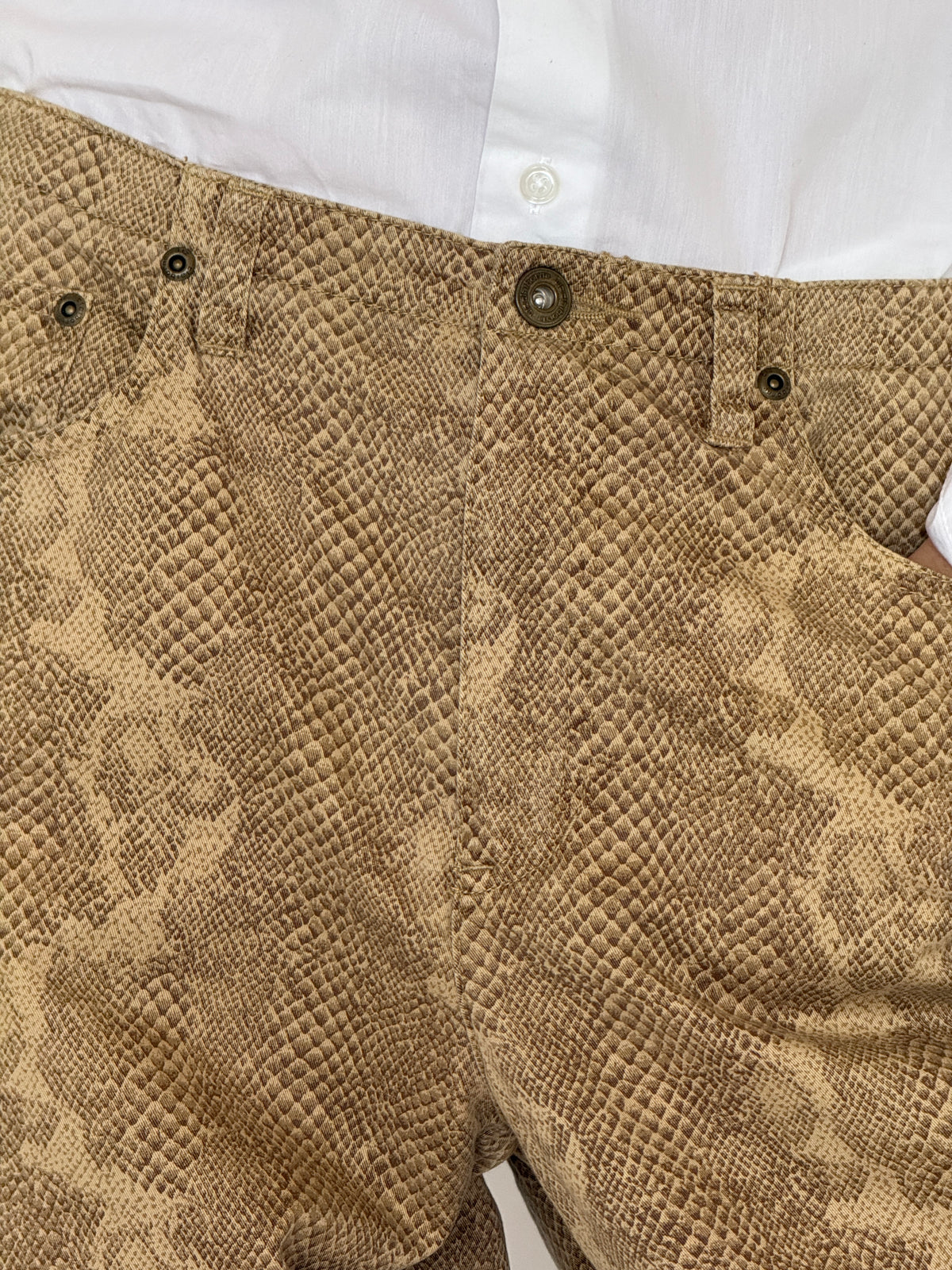 Vintage Tan Snakeskin Print Pants 8381