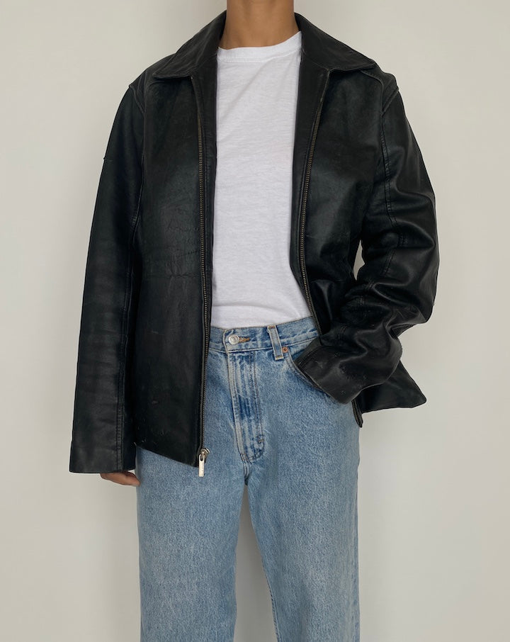 VINTAGE BLACK LEATHER JACKET 2444