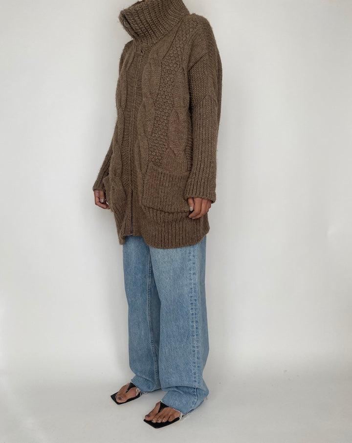 VINTAGE OVERSIZED SOFT BROWN SWEATER 2445