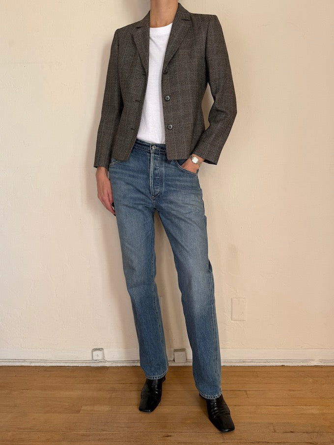 Vintage Checked Fitted Blazer 5868