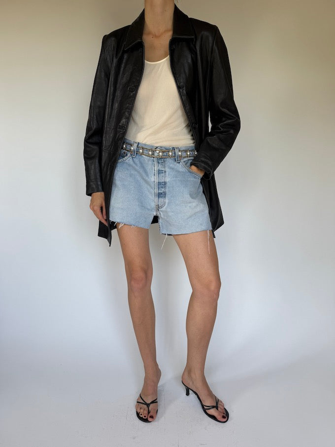 Vintage leather jacket black 6348