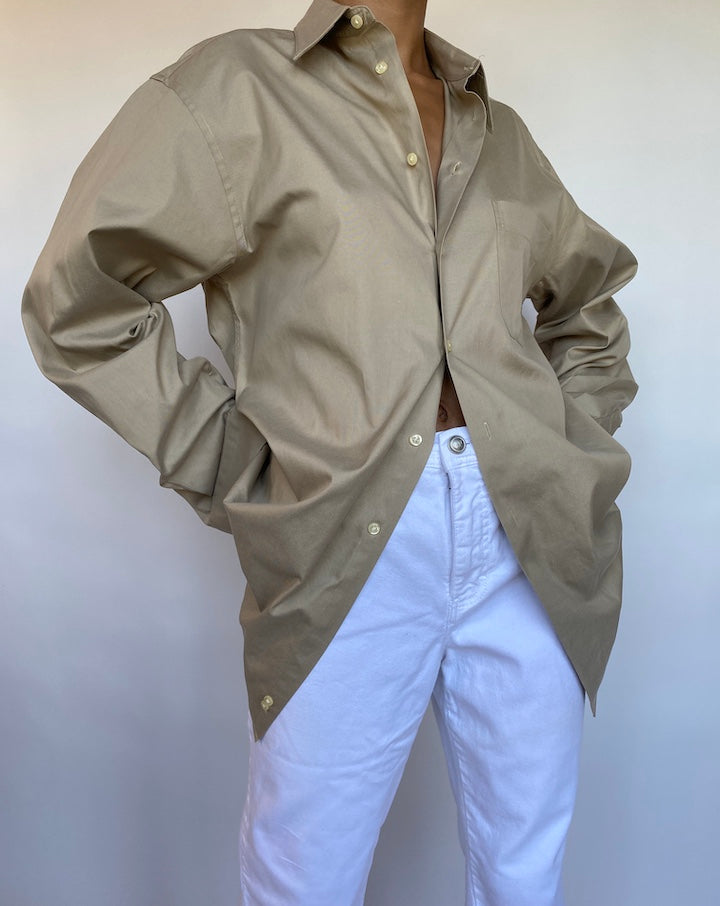 VITAGE OVERSIZED BEIGE COTTON SHIRT 698