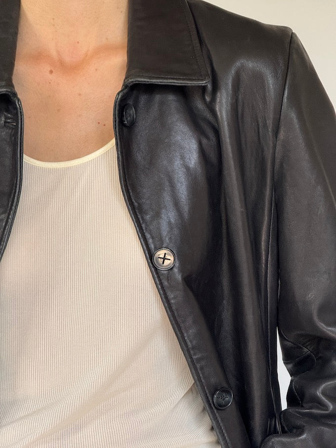 Vintage leather jacket black 6348