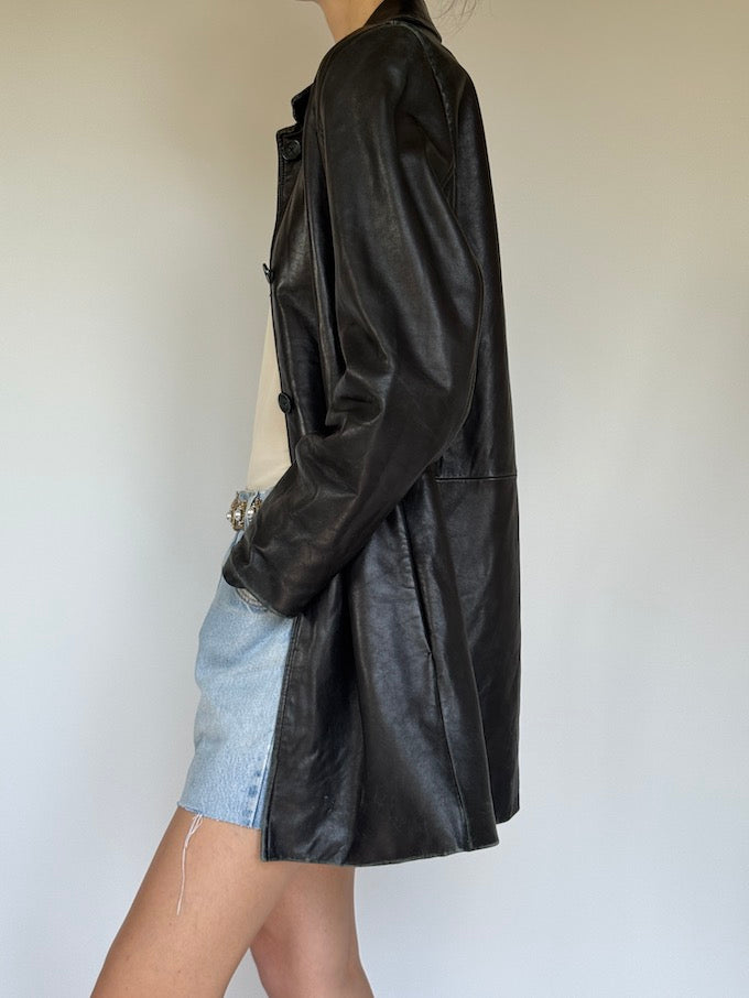 Vintage leather jacket black 6348