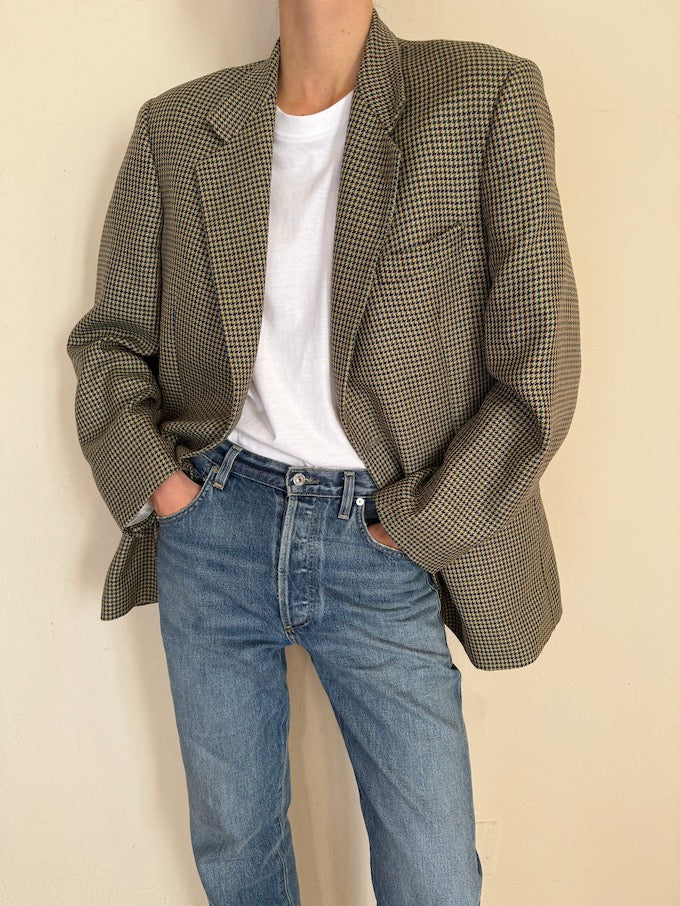 VINTAGE HOUNDSTOOTH WOOL BLAZER  5869