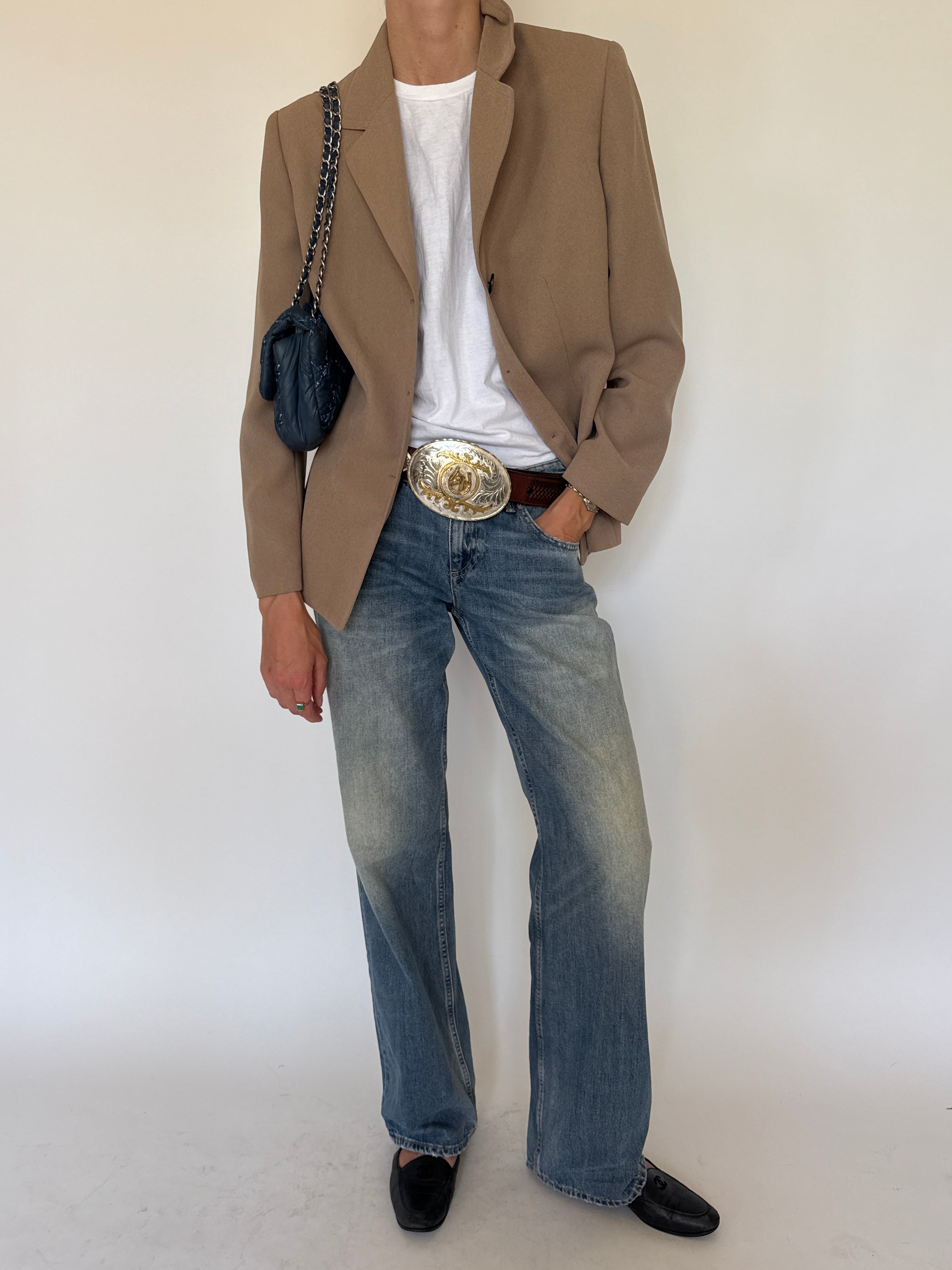 Vintage camel blazer front view