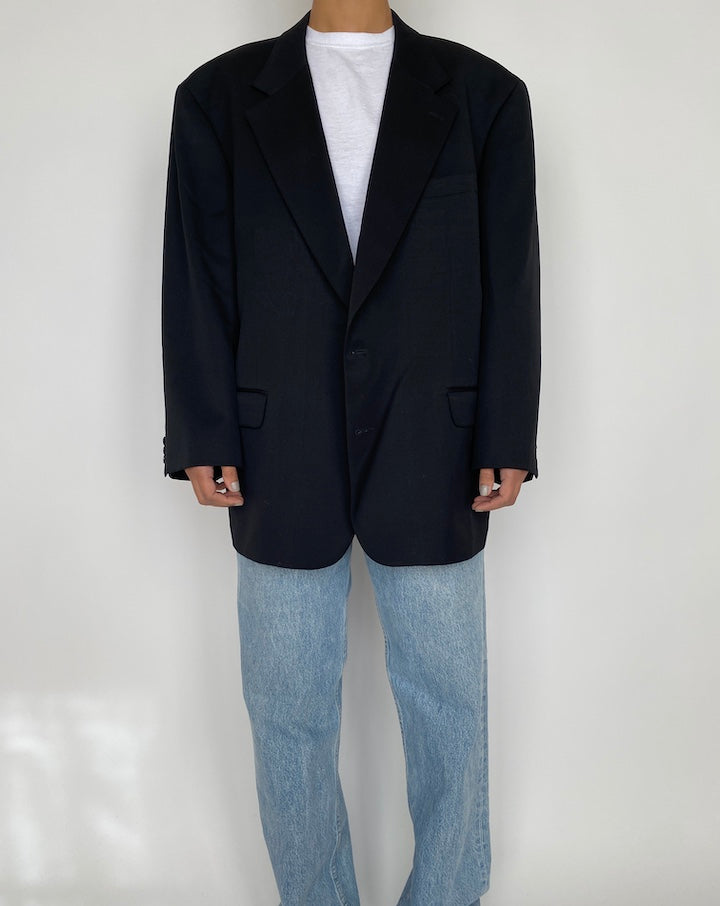 VINTAGE OVERSIZED BLACK WOOL BLAZER 2453