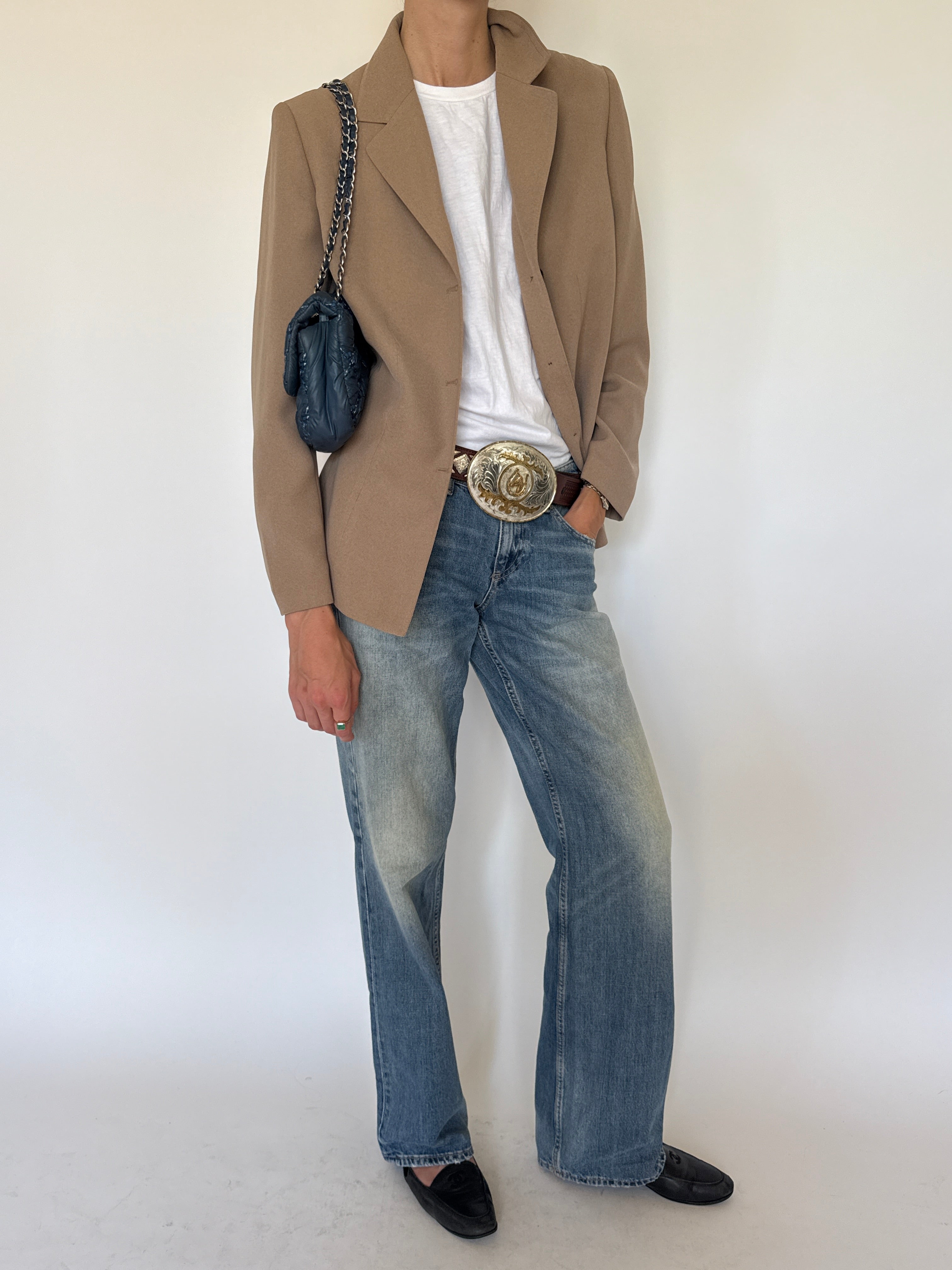 Vintage camel blazer front view