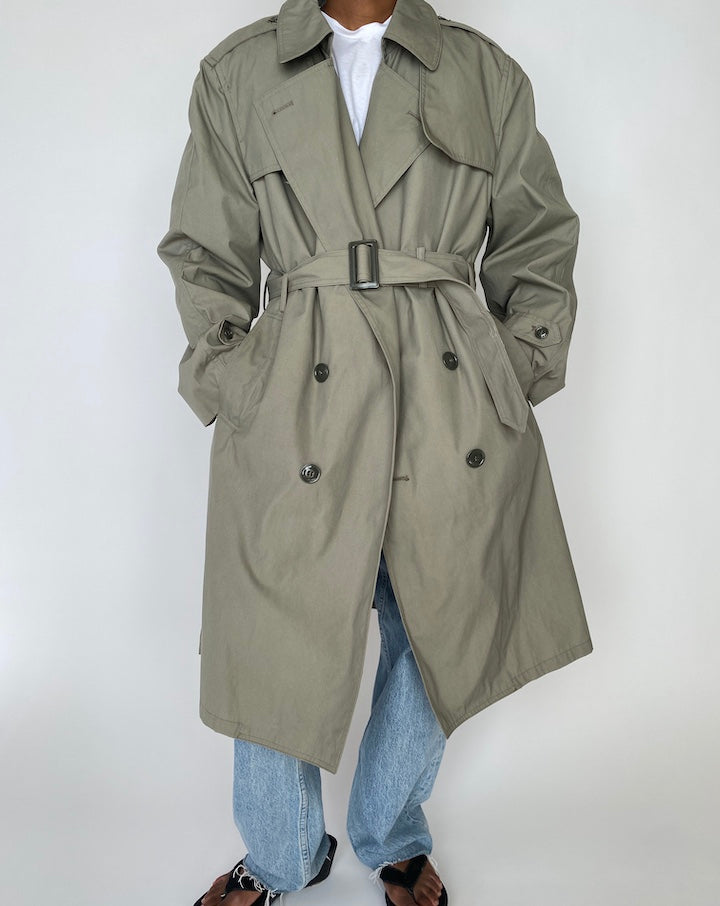 VINTAGE OVERSIZED SAGE TRENCH COAT 3881