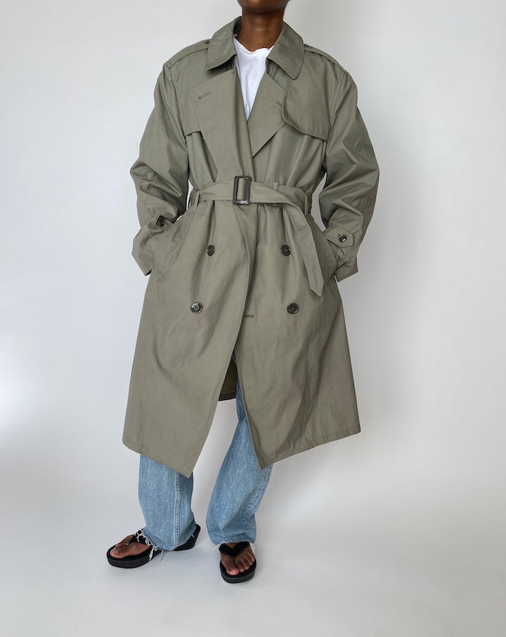 VINTAGE OVERSIZED SAGE TRENCH COAT 3881