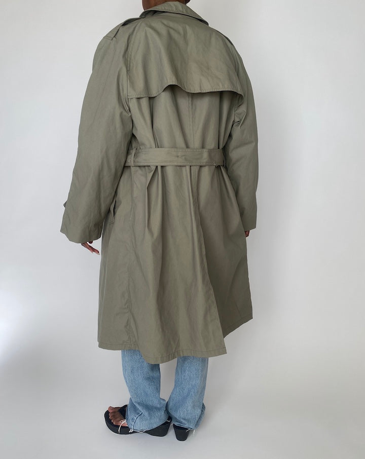 VINTAGE OVERSIZED SAGE TRENCH COAT 3881