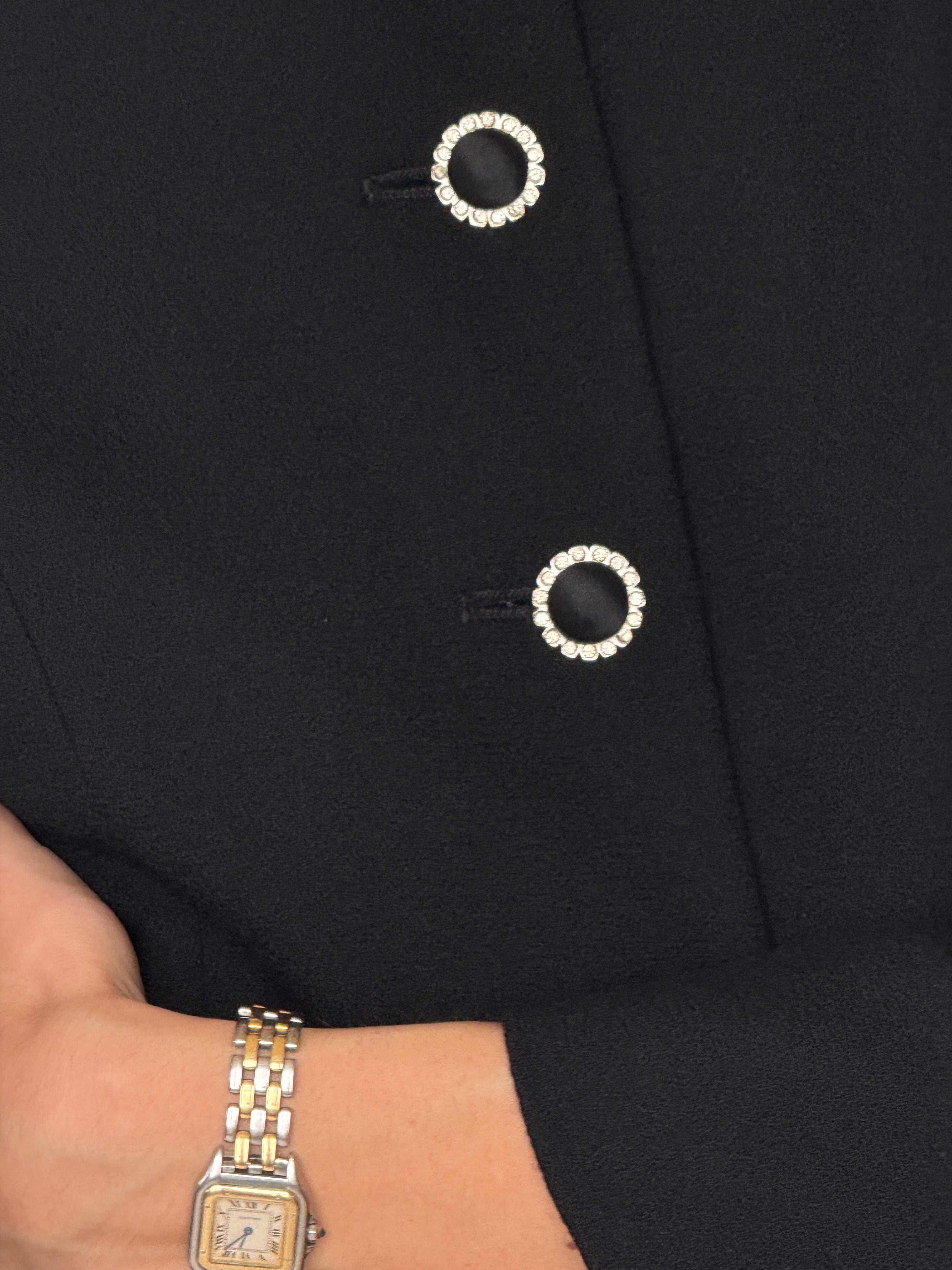 Vintage black rhinestone button detail