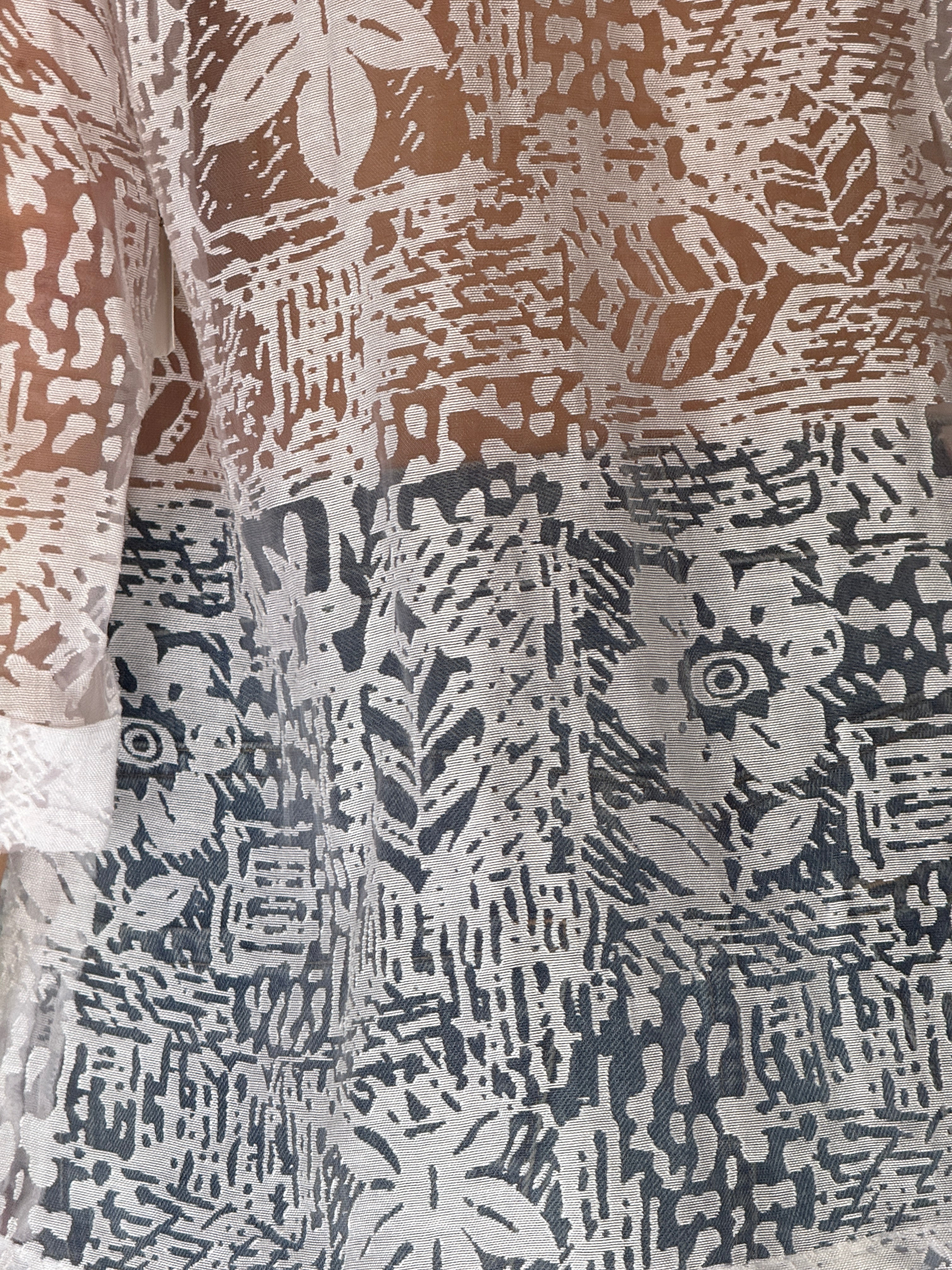 Sheer White Textured Floral Blouse 6664