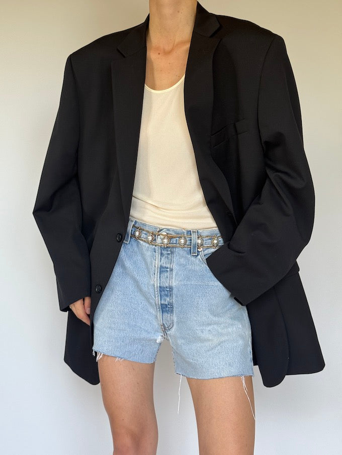 Vintage oversized wool blazer black 6353