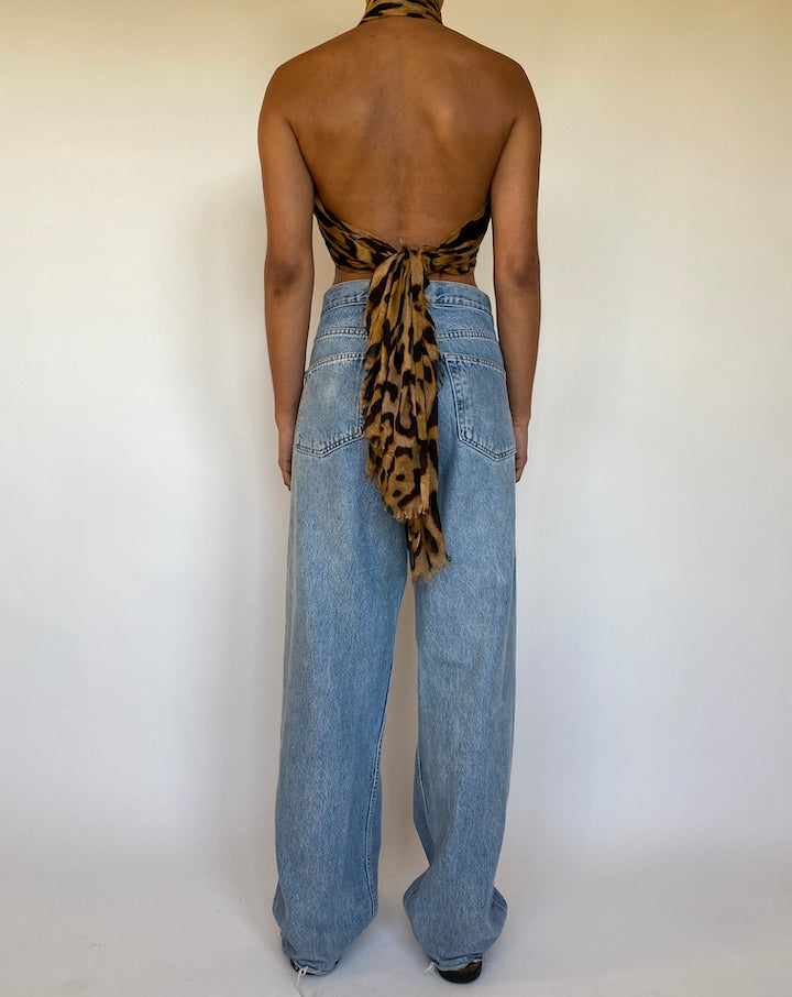 VINTAGE ANIMAL PRINTED SCARF TOP 1669