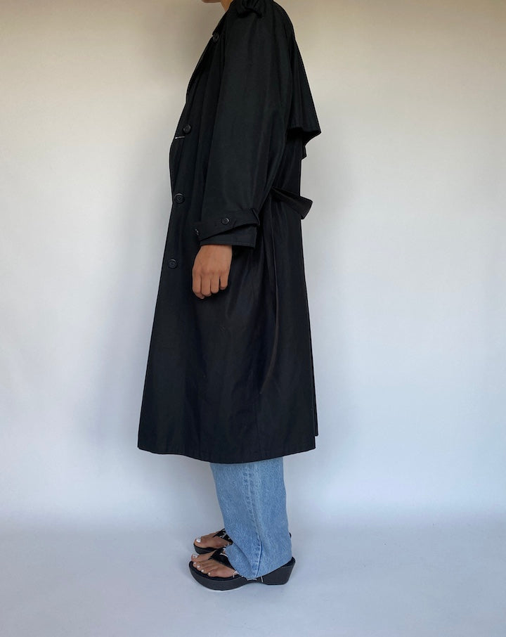 VINTAGE BLACK TRENCH COAT 1065