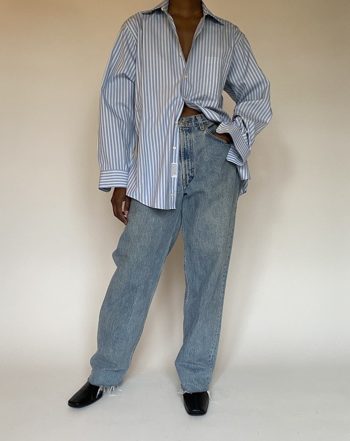 VINTAGE OVERSIZED STRIPED BUTTON-DOWN SHIRT 4423