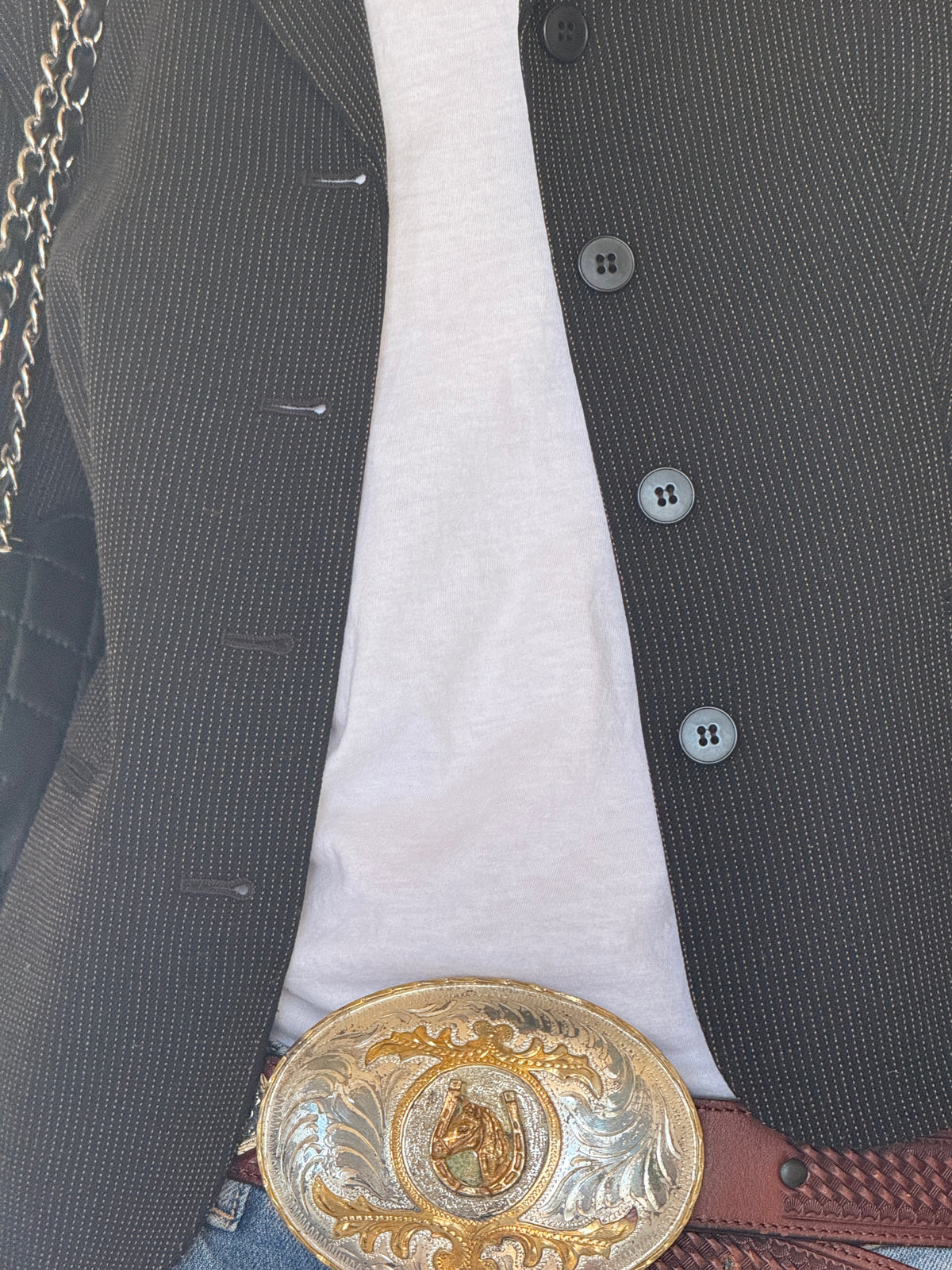 Vintage Fitted Textured Wool Blazer Black 6016
