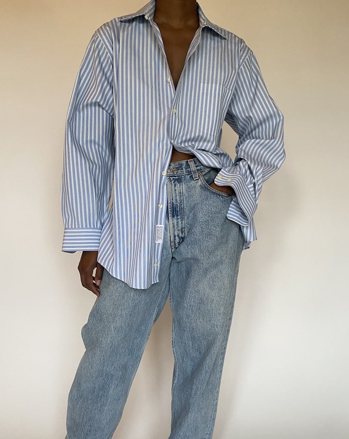 VINTAGE OVERSIZED STRIPED BUTTON-DOWN SHIRT 4423