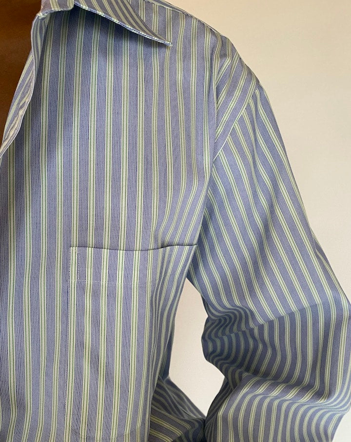 VINTAGE OVERSIZED STRIPED BUTTON-DOWN SHIRT 4423