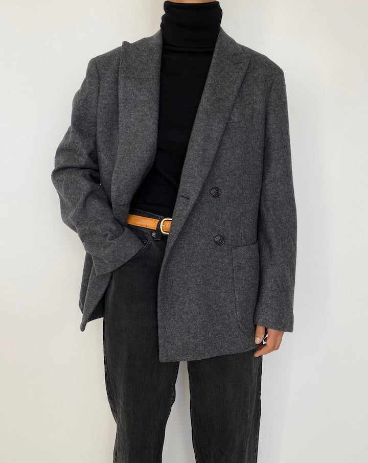 VINTAGE GREY WOOL BLENDED BLAZER 1673