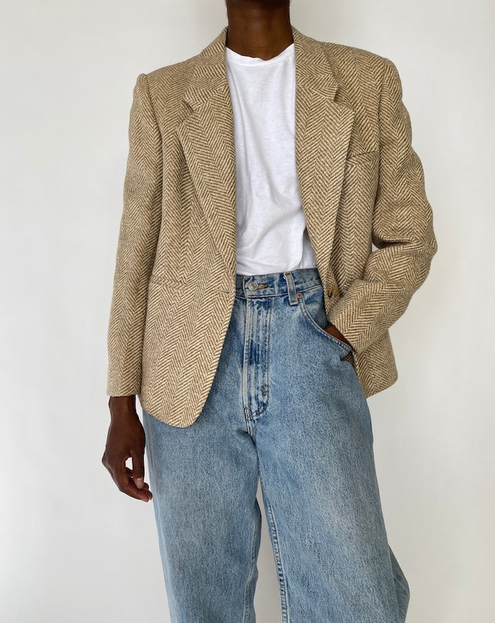 VINTAGE BEIGE WOOL BLAZER 3890