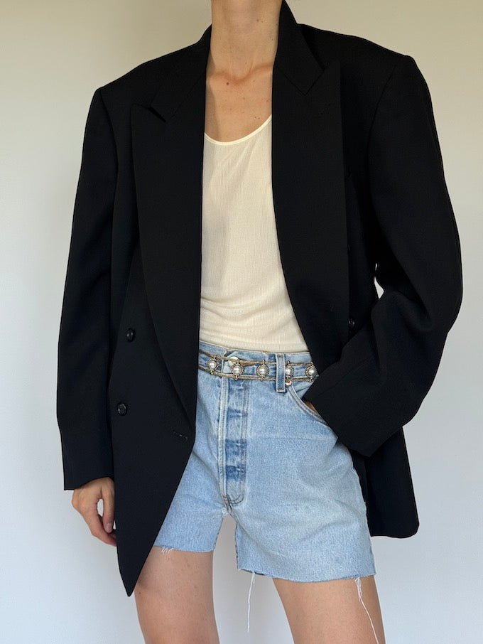 Vintage oversized wool blazer black 6355
