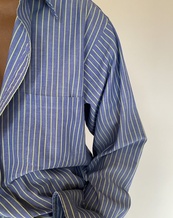 VINTAGE BLUE AND YELLOW STRIPED OVERSIZED SHIRT 4425