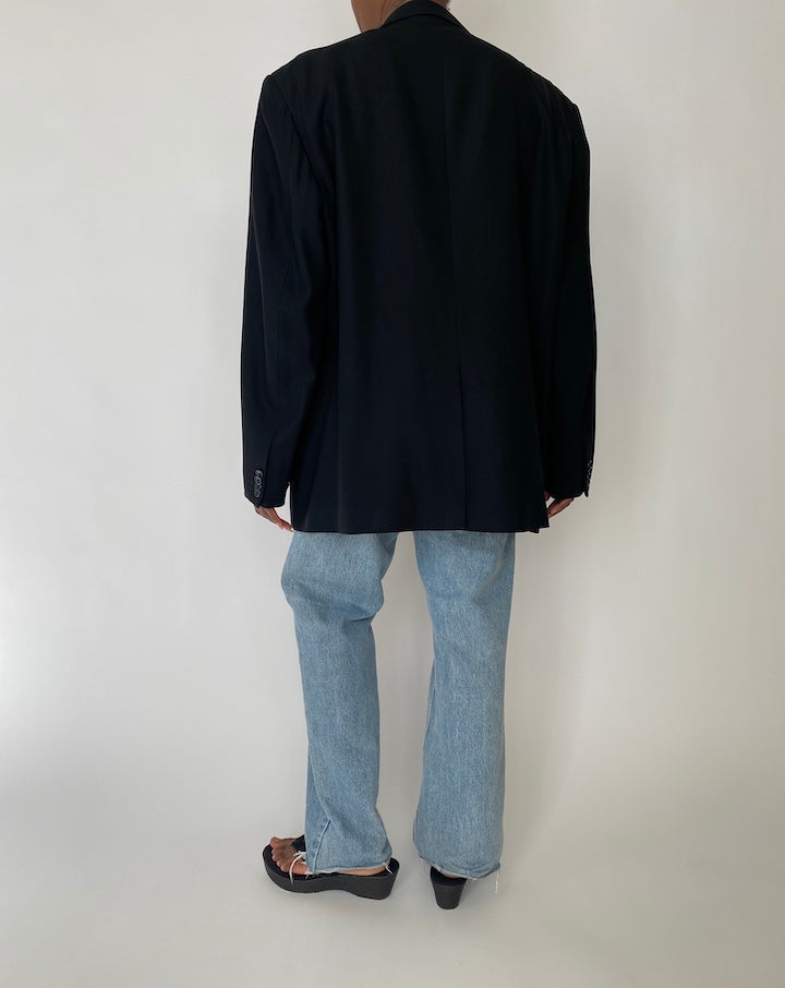 VINTAGE OVERSIZED BLACK WOOL BLAZER 3892