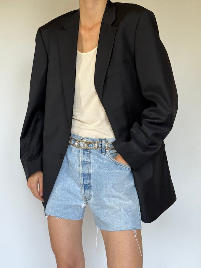 Vintage single-breasted blazer black 6357