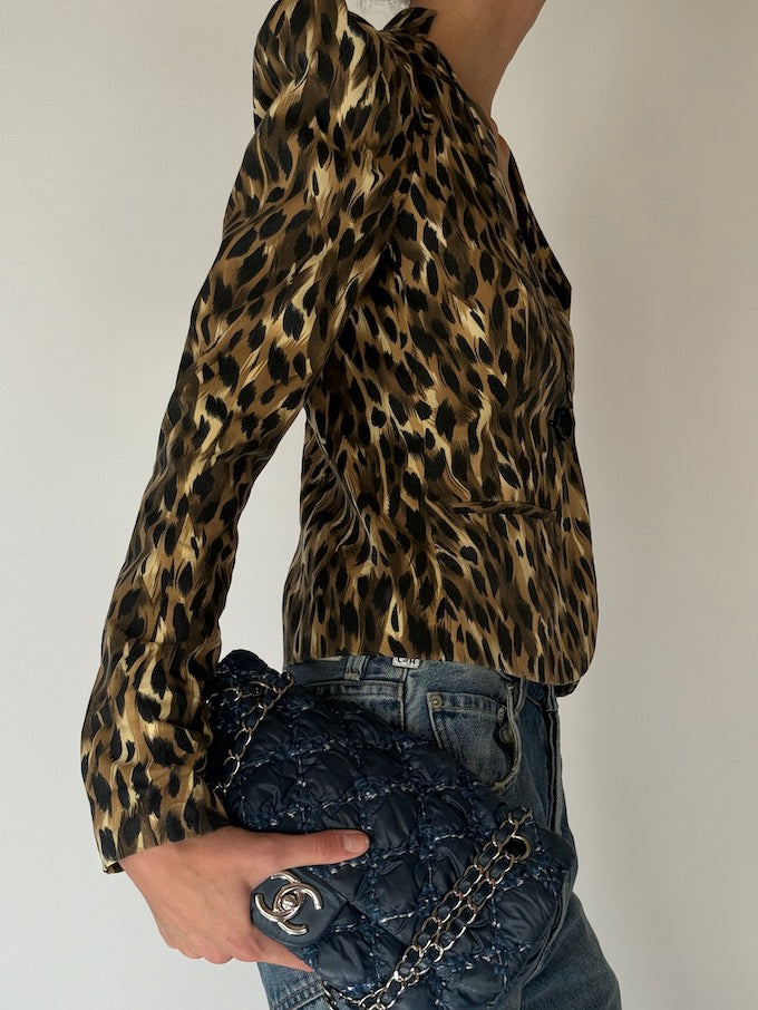 Vintage Structured Blazer Leopard 2670