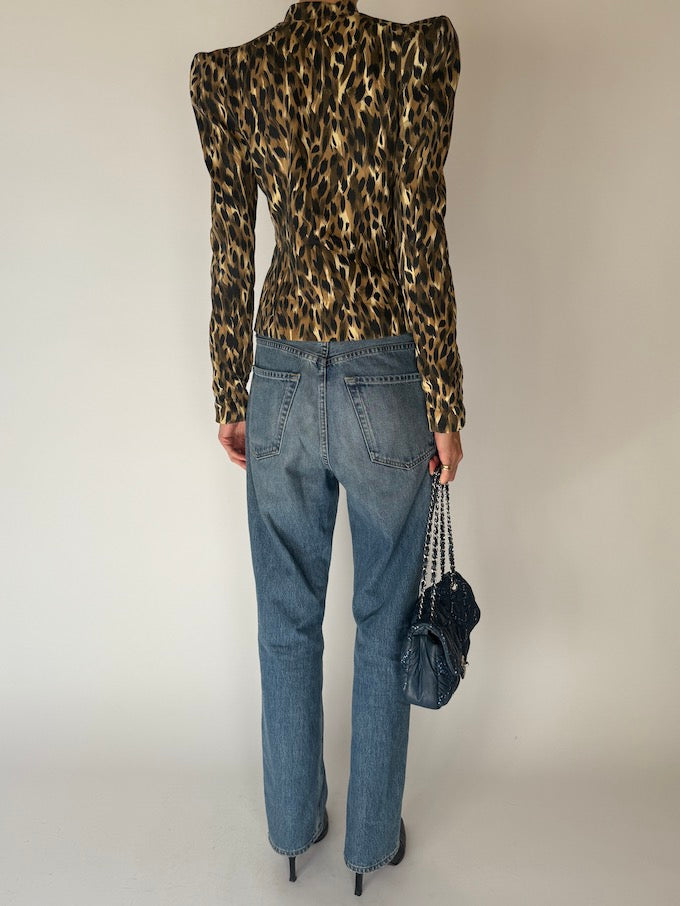 Vintage Structured Blazer Leopard 2670