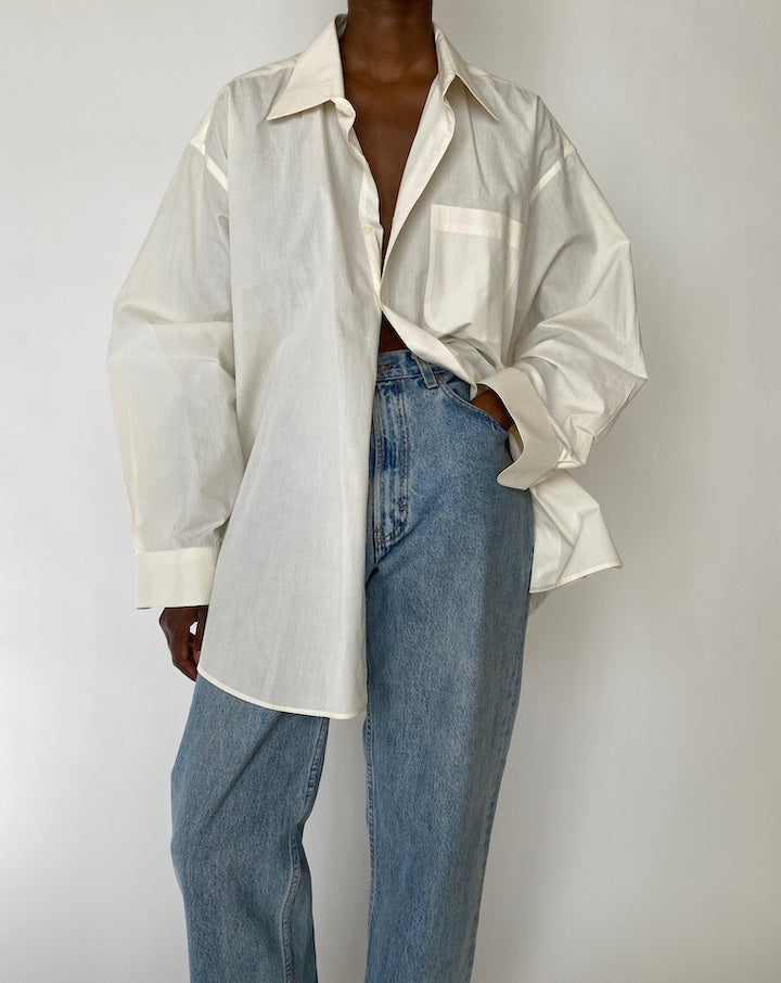 VINTAGE OVERSIZED CREAM BUTTON-DOWN SHIRT 3897