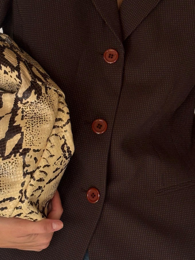 Vintage Micro-Pattern Blazer Brown 6671