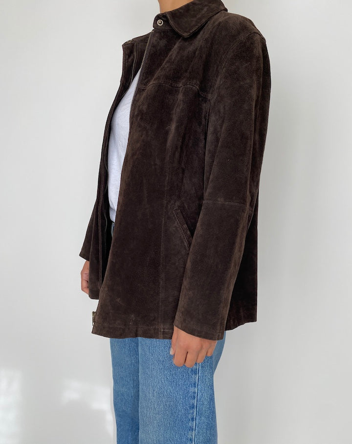 VINTAGE DARK BROWN SUEDE LEATHER JACKET 2467