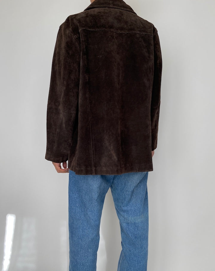 VINTAGE DARK BROWN SUEDE LEATHER JACKET 2467