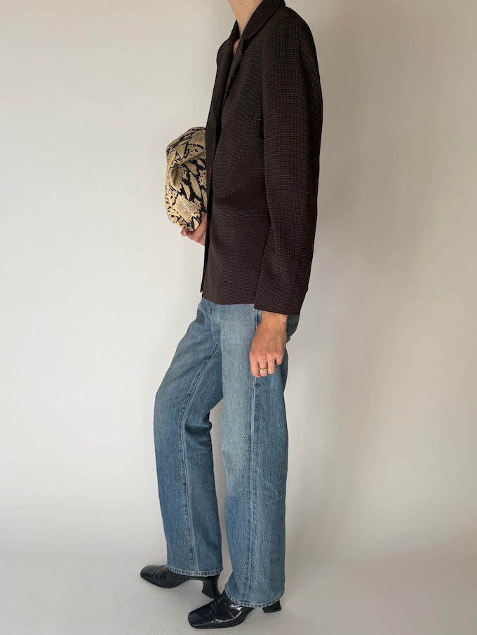 Vintage Micro-Pattern Blazer Brown 6671