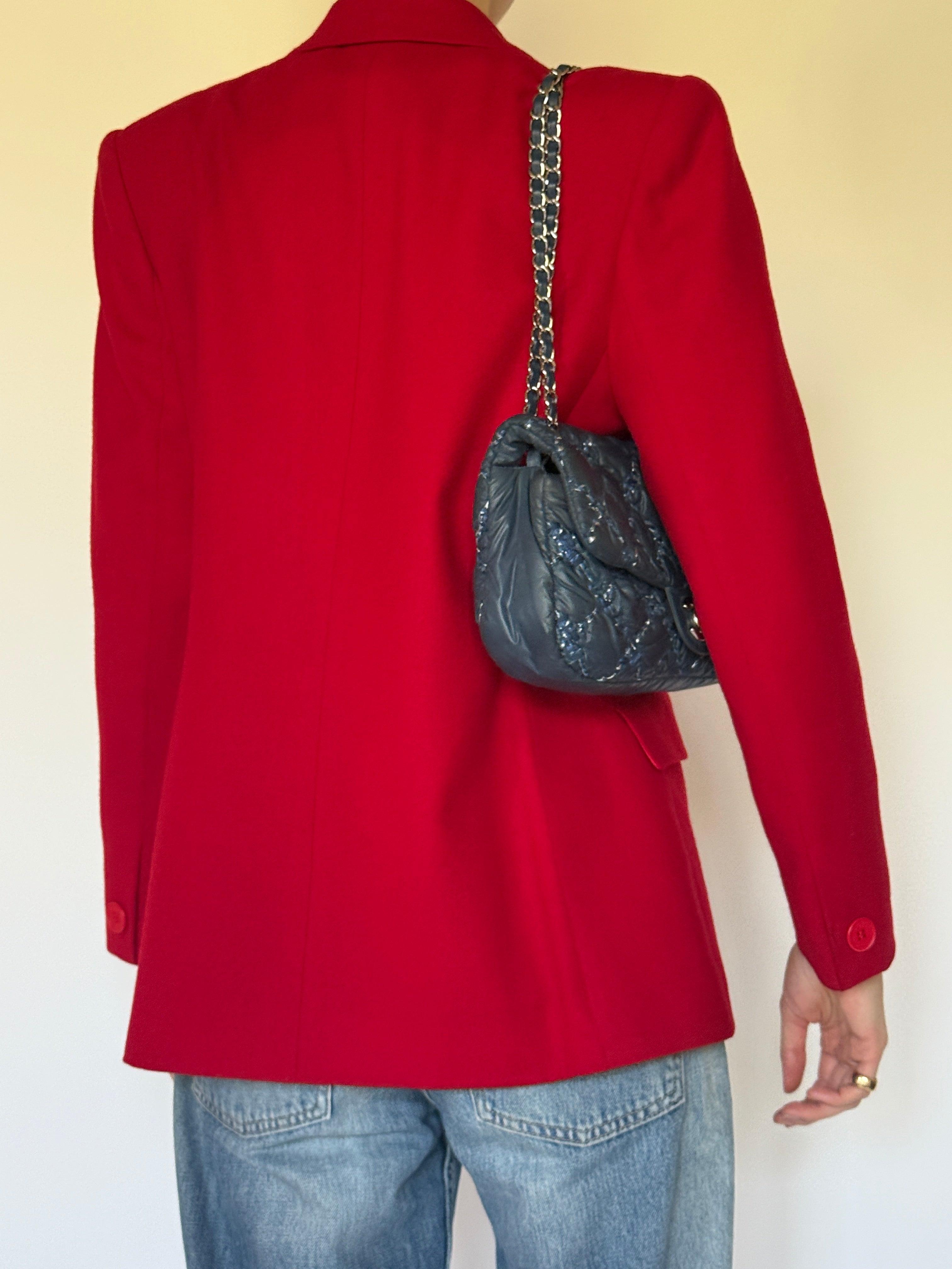 Vintage 100% wool red blazer back view