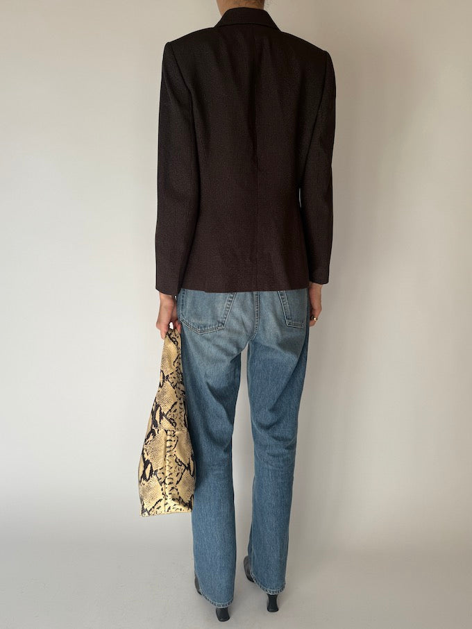 Vintage Micro-Pattern Blazer Brown 6671