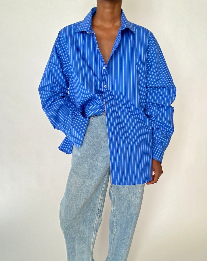 VINTAGE BLUE STRIPED COTTON SHIRT 3900