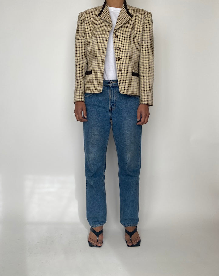 VINTAGE BEIGE AND BROWN BLAZER 2459