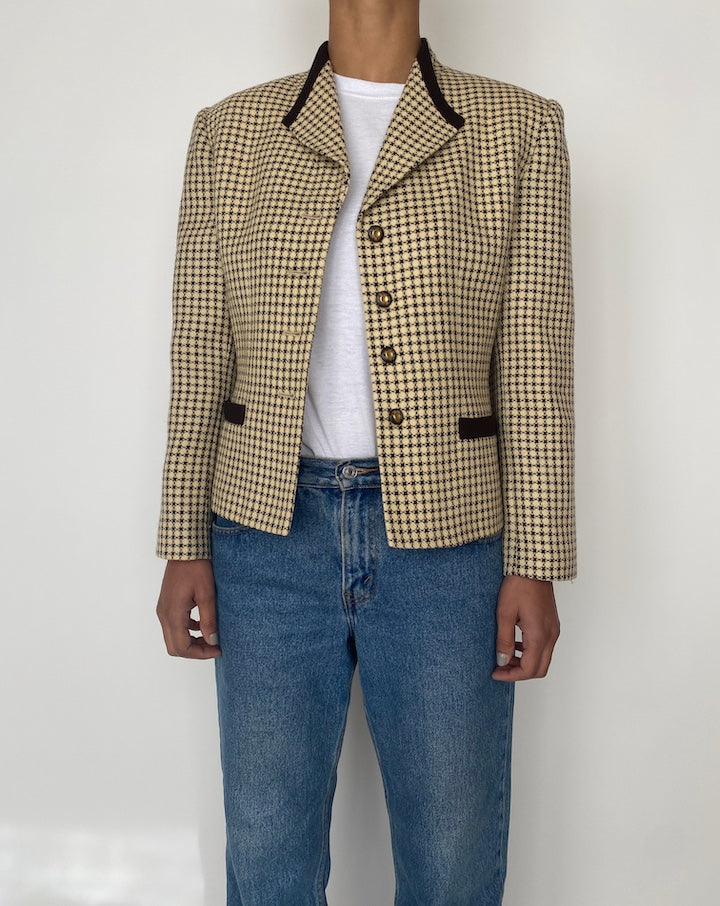 VINTAGE BEIGE AND BROWN BLAZER 2459